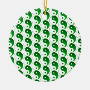 Christmas Green Yin & Yang Pattern Keramikornament