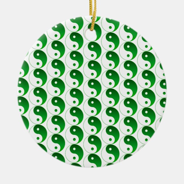 Christmas Green Yin & Yang Pattern Keramikornament (Vorne)