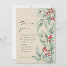 Christmas Greenery Berry Winter Baby Shower Dankeskarte