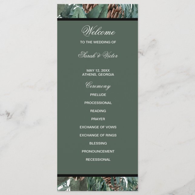 Christmas Greenery double side program card  Programm (Vorderseite)