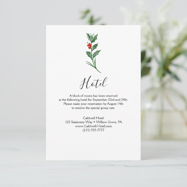 Christmas Greenery Hotel Card Begleitkarte (Stehend Vorderseite)