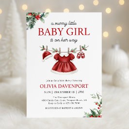 Christmas Greenery Merry Little Girl Baby Shower Einladung