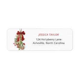 Christmas Greenery Red Bow Address 