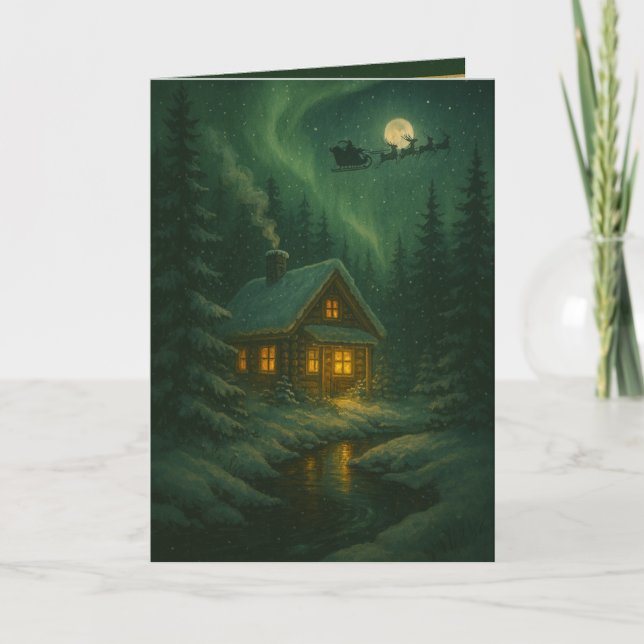 Christmas Greeting Card - Cabin in the Woods Karte (Vorderseite)
