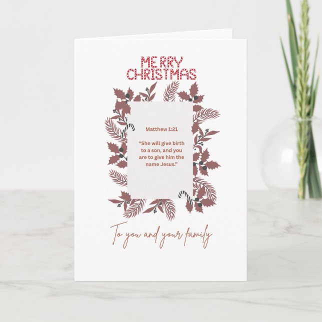 Christmas Greeting Card-matthew1:21 Karte (Vorderseite)