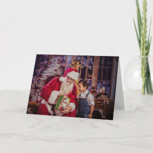 Christmas Greeting Card with Santa and Boy Feiertagskarte