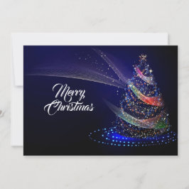 Christmas Greeting Colorful Tree Navy Blue Rustic Feiertagskarte