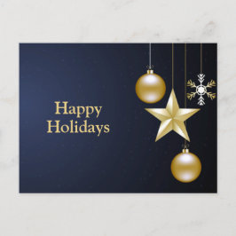Christmas Greeting Golden Ornaments Navy Blue Postkarte
