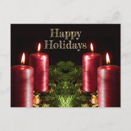 Christmas Greeting Red Candles Winter Holidays Postkarte