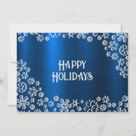 Christmas Greeting White Snowflakes Navy Blue Feiertagskarte