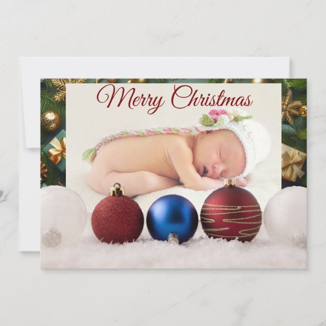 Christmas Greeting With Beautiful Baby Dankeskarte (Vorderseite)