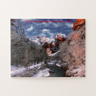Christmas Greetings Jungfrau River Utah Puzzle