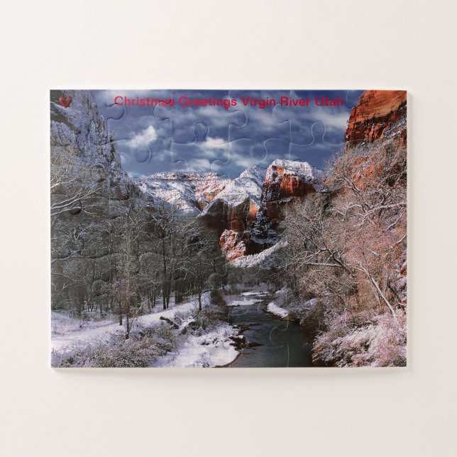 Christmas Greetings Jungfrau River Utah Puzzle (Horizontal)