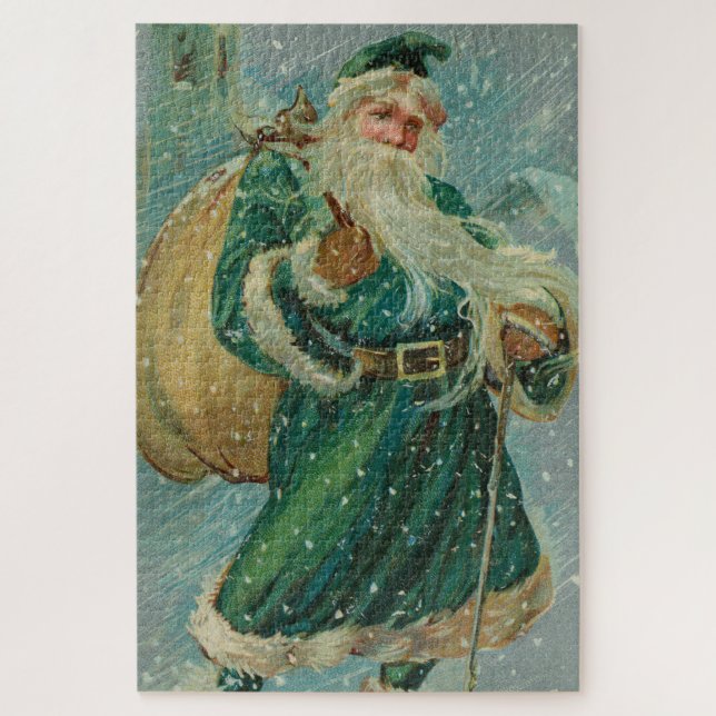 Christmas Greetings-Retro Santa Claus Postcard Puzzle (Vertikal)