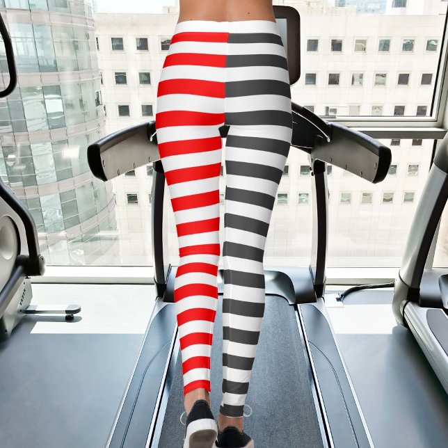 Christmas Grey Red White Stripes Sporty Women Yoga Leggings (Von Creator hochgeladen)