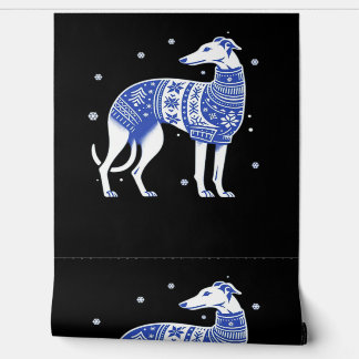 Christmas Greyhound Dog Wearing an Ugly Sweater Bl Tapete