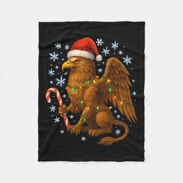 Christmas Griffin Magic Mythical Holiday Srit Long Fleecedecke (Vorderseite)