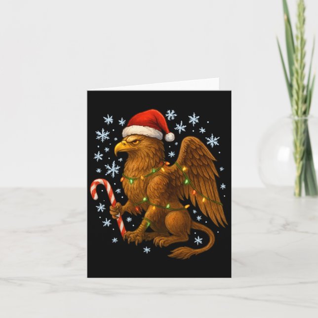 Christmas Griffin Magic Mythical Holiday Srit Long Karte (Vorderseite)