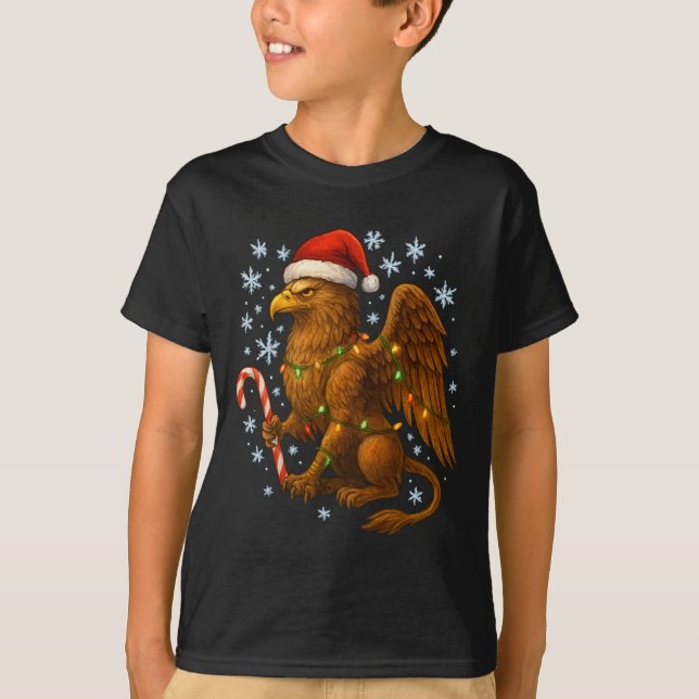 Christmas Griffin Magic Mythical Holiday Srit Long T-Shirt (Vorderseite)