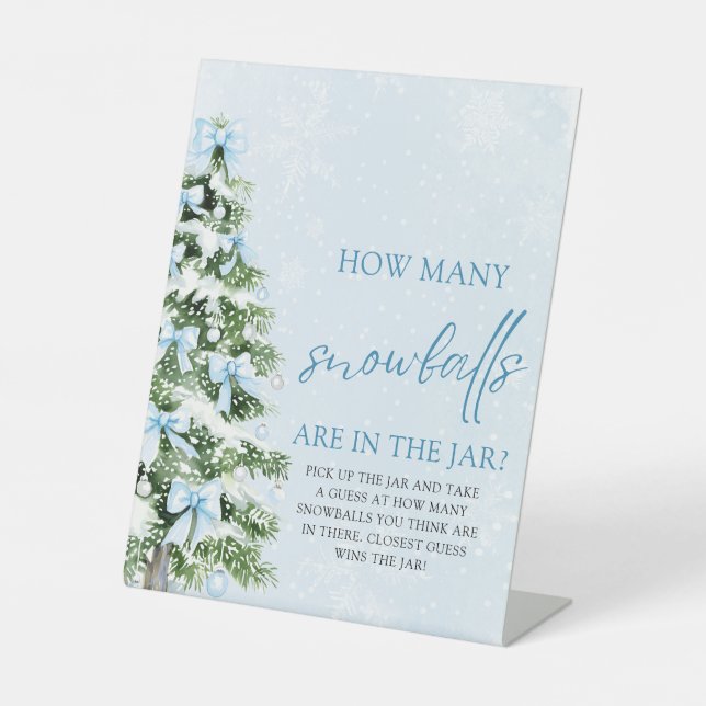 Christmas Guess How Many Snowballs Baby Shower  Sockelschild (Vorderseite)