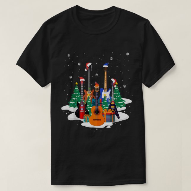 Christmas Guitar Tree Holiday Design T-Shirt (Design vorne)