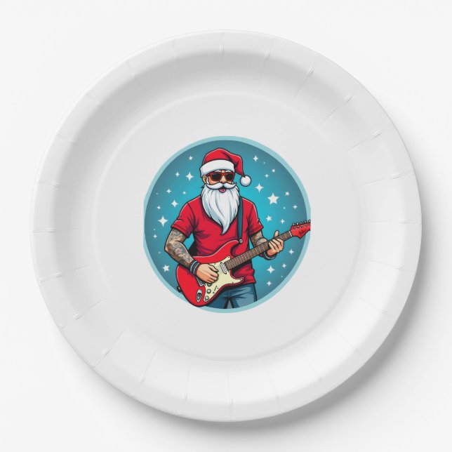 Christmas guitarist  Rockmusic Christmas (2) Pappteller (Vorderseite)