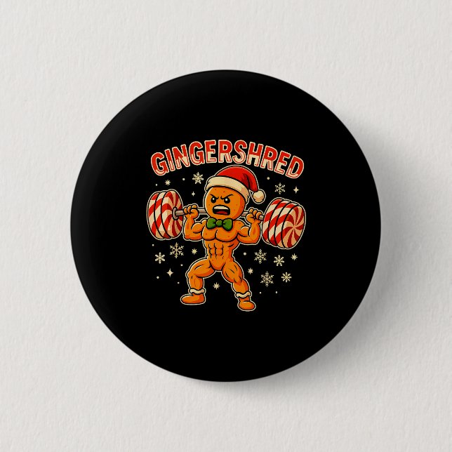 Christmas Gym Gingerbread Gingershred Xmas Workout Button (Vorderseite)