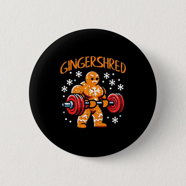 Christmas Gym Gingerbread Gingershred Xmas Workout Button (Vorderseite)