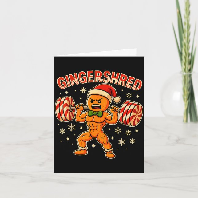 Christmas Gym Gingerbread Gingershred Xmas Workout Karte (Vorderseite)
