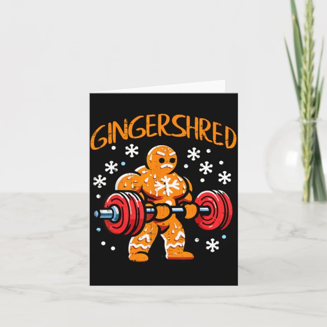 Christmas Gym Gingerbread Gingershred Xmas Workout Karte (Vorderseite)