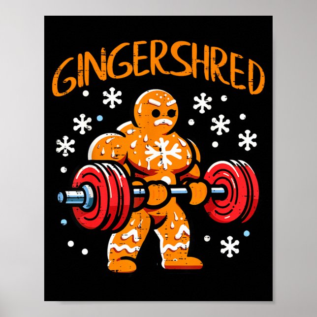 Christmas Gym Gingerbread Gingershred Xmas Workout Poster (Vorne)