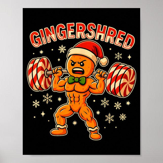 Christmas Gym Gingerbread Gingershred Xmas Workout Poster (Vorne)