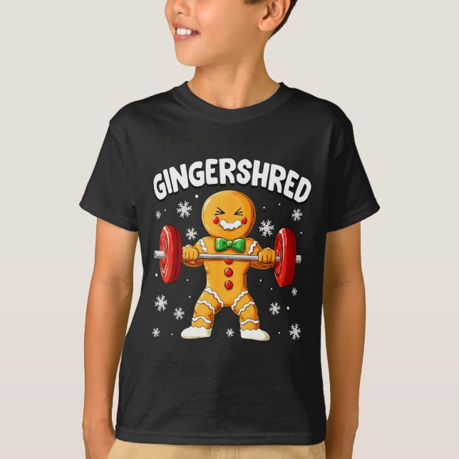 Christmas Gym Gingerbread Gingershred Xmas Workout T-Shirt (Vorderseite)