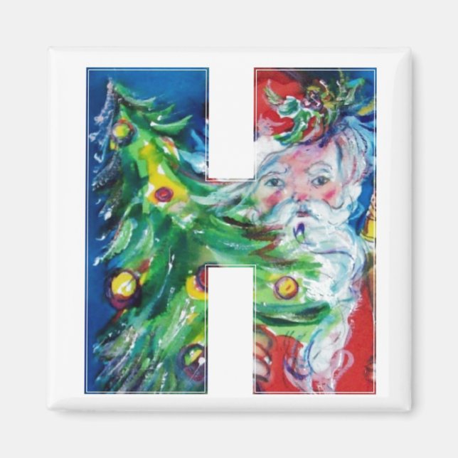 CHRISTMAS H LETTER / SANTA MIT CHRISTMAS TREM MAGNET (Vorne)