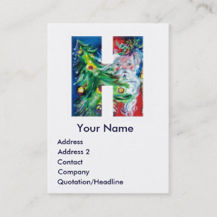 CHRISTMAS H LETTER / SANTA MIT CHRISTMAS TREM VISITENKARTE