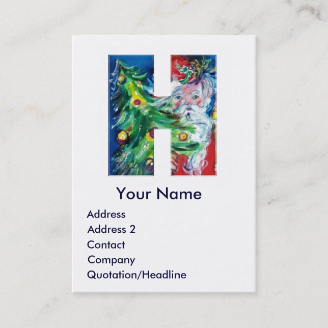 CHRISTMAS H LETTER / SANTA MIT CHRISTMAS TREM VISITENKARTE (Vorderseite)