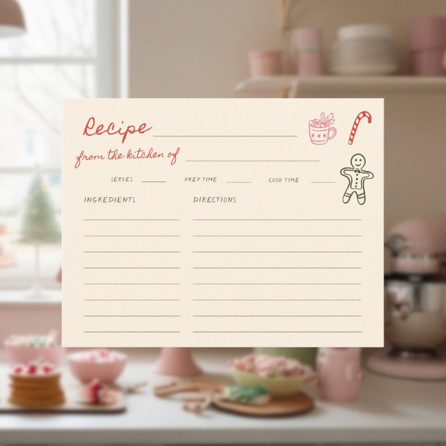 Christmas Hand Drawn Bridal Shower Recipe Begleitkarte (Von Creator hochgeladen)