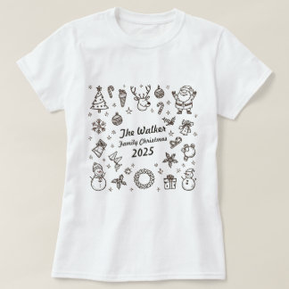 Christmas Hand Drawn Doodles Custom Family Year  T-Shirt