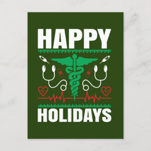Christmas Happy Holidays Nurse Feiertagspostkarte