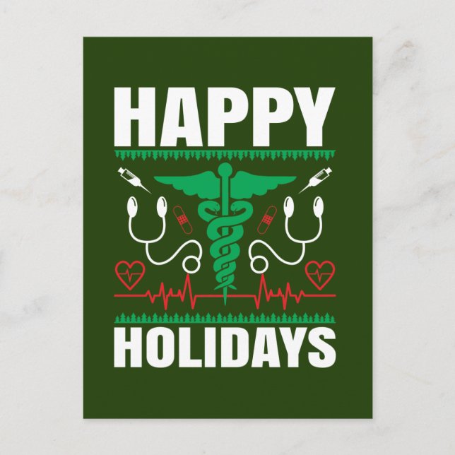 Christmas Happy Holidays Nurse Feiertagspostkarte (Vorderseite)