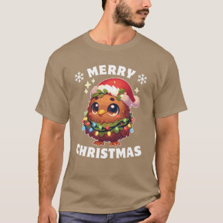 Christmas Hat Christmas Fairy Lights Kiwi Freunde T-Shirt