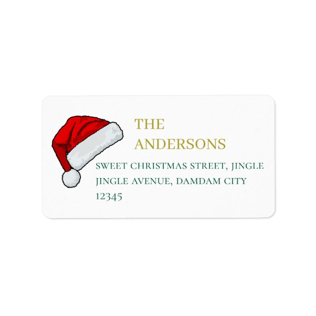 Christmas Hat Elegant Simple Return Address Adressaufkleber (Vorne)
