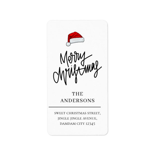 Christmas Hat Elegant Simple Return Address Adressaufkleber (Vorne)