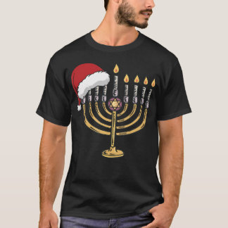 Christmas Hat Menorah Jew Hanukkah Chanukah Men Wo T-Shirt