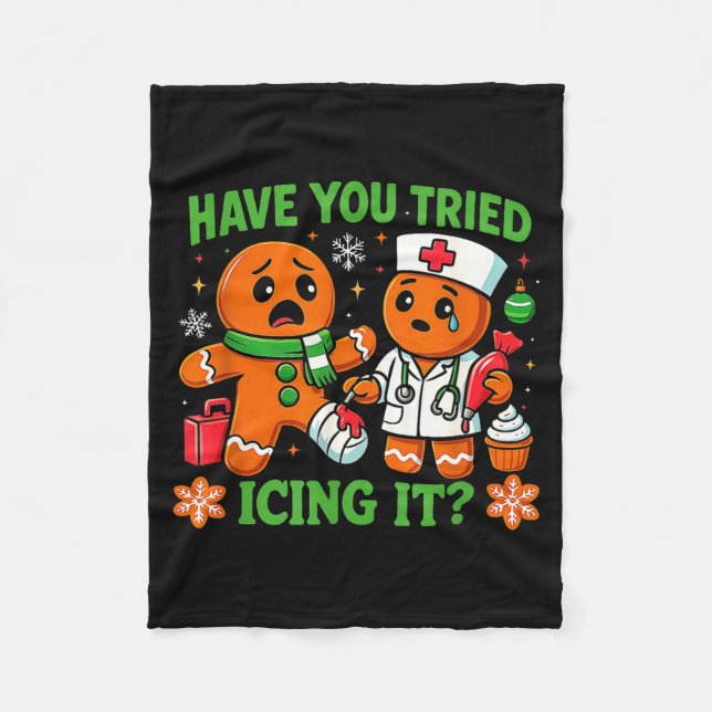 Christmas Have You Tried Icing It Gingerbread Icu  Fleecedecke (Vorderseite)