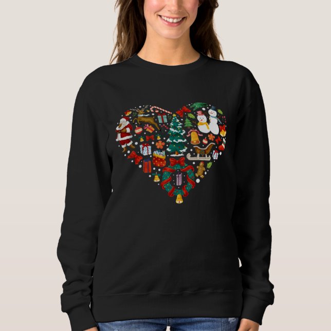 Christmas Heart Shape Winter Holiday Party Men Wom Sweatshirt (Vorderseite)