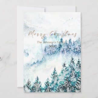Christmas  heavy snow pine forest 2 card einladung