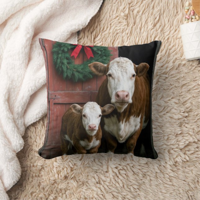 Christmas Hereford Cow and Calf Kissen (Decke)
