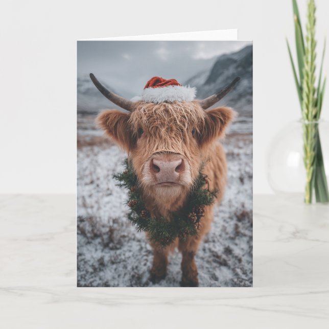 Christmas Highland Cow  Karte (Vorderseite)
