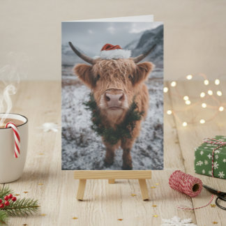 Christmas Highland Cow Karte